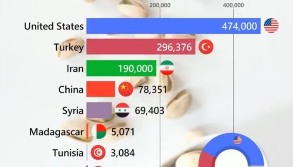بزرگترین تولیدکنندگان پسته در جهان در ۴۰ سال اخیر؛ جایگاه ایران کجاست؟ + ویدیو