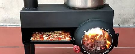 مراحل دیدنی ساخت اجاق هیزمی چندکاره از یک کپسول گاز قدیمی + ویدیو